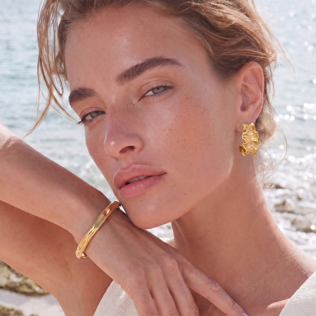 Sculptural Wave Hoops