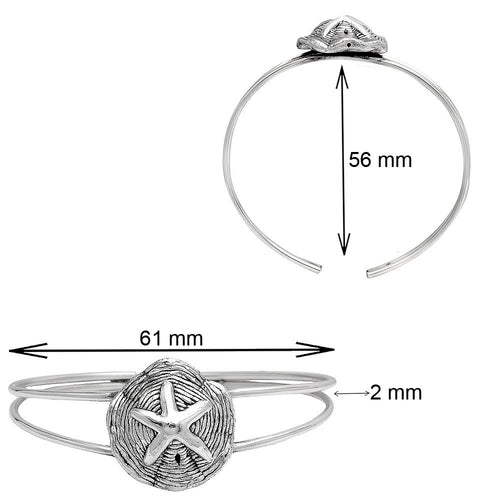 925 Sterling Silver Starfish Bangle Bracelet for Women – Beach Jewelry DGB1011