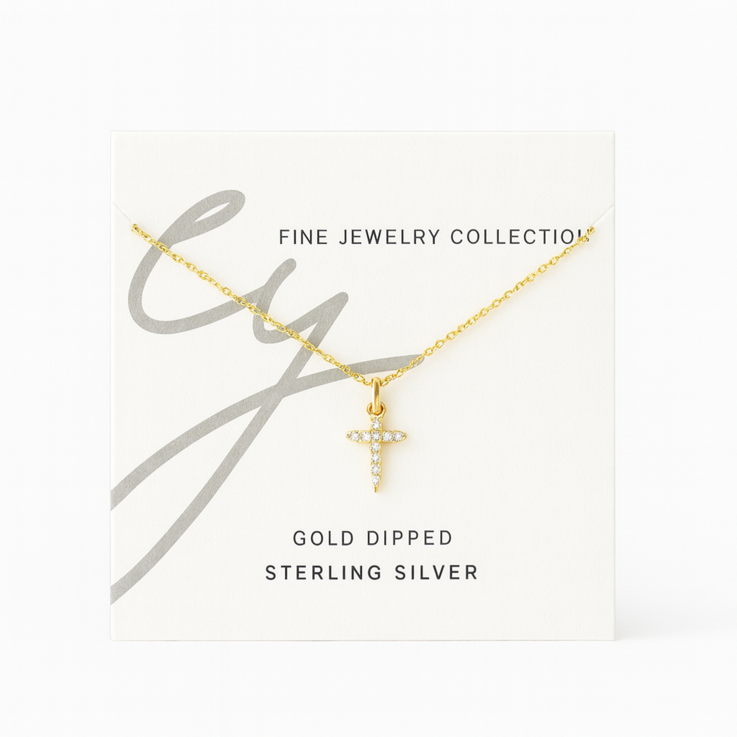 18K Gold Dipped Sterling Silver Dainty Cross Necklace
