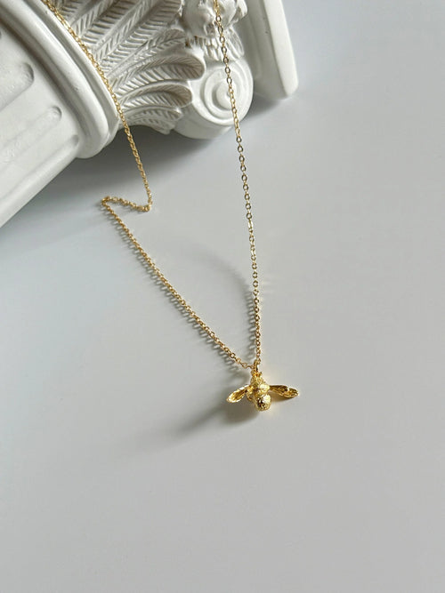 925 Sterling Silver Bee Necklace | 18K Gold Plated Bold Pendant