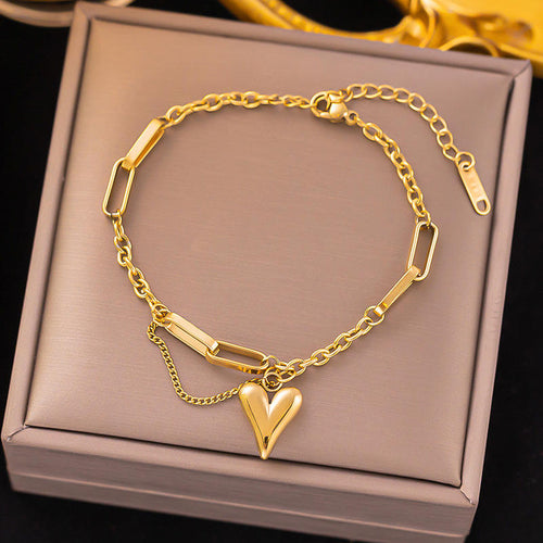 Anti-Tarnish Gold Heart Charm Bracelet -Dainty & Durable Love Jewelry